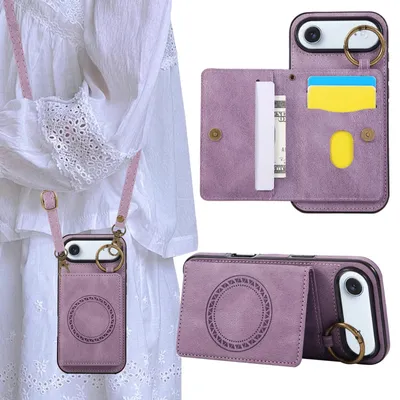 Produktbild von Smartphone-Hülle mit Kartenhalter – Mikrofaser-Leder – Lila