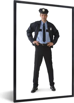 Produktbild von MuchoWow® Gerahmtes Poster Porträt eines Polizisten 60x90 cm - Poster mit Schwarzem Bilderrahmen Wandposter Rahmen Foto Bilder - Kunst