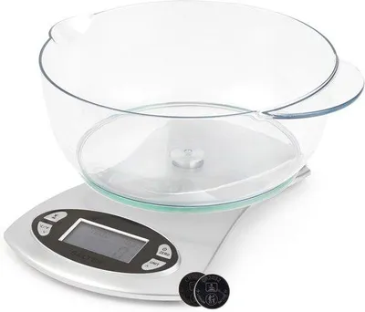 Productafbeelding van Keukenweegschaal - Digitale weger - Nauwkeurig wegen - Met maatkom - 5 kg capaciteit - Zilverkleurig