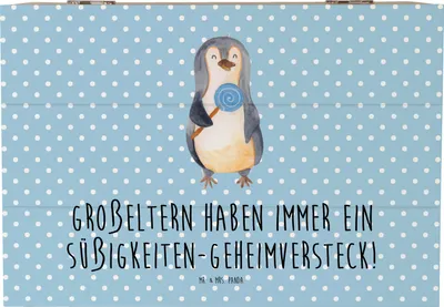 Produktbild von Mr. & Mrs. Panda Geschenkbox Großeltern Süßigkeiten 22 x 15 cm - Blau Pastell - Geschenk, Generationen, Weisheit, Geschenke, holzschatulle, Geheimversteck, Kiste, fotobox