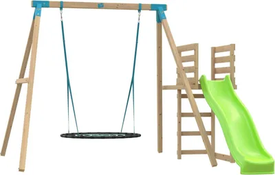 Produktbild von Schaukelstation mit Nestschaukel und Rutsche ALYSSE Braun H243cm