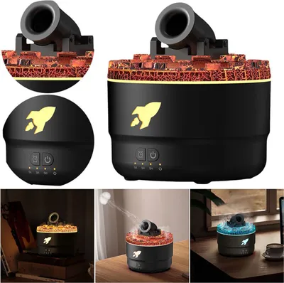 Produktbild von Aroma-Luftbefeuchter, Kanonen-Luftbefeuchter, Luftbefeuchter, leiser Diffusor, Heim-Desktop-Luftbefeuchter mit bunten LED-Lichtern, Schwarz