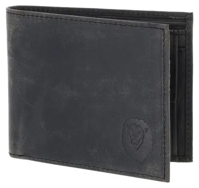 Produktbild von oxmox Leder Geldbörse Leather RFID Protect Querscheinbörse Freedom Lion Embossed Vintage Black schwarz