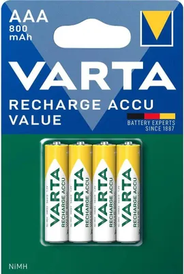 Zdjęcie produktu dla Varta 56613101404, Bateria do ponownego naładowania, AA, Niklowo-metalowo-wodorkowa (NiMH), 4 szt., 800 mAh, Niebieski, Zielony