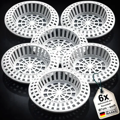 Produktbild von Ablaufsieb 6er Set Haarsieb Abflusssieb Ablauf Abfluss Bad Dusche Küche 70mm