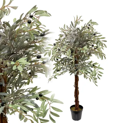 Produktbild von Olivenbaum 120 cm künstlich wie echt Kunstpflanze Kunstbaum Früchte Oliven Deko