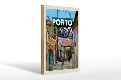 Produktbild von Holzschild Reise 20x30cm Porto portugal Altstadt Bild