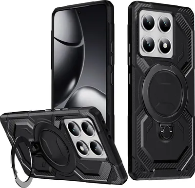 Produktbild von MagSafe Hülle für Xiaomi 14T - Phonesta IronLock Back Cover mit Ring - Schwarz