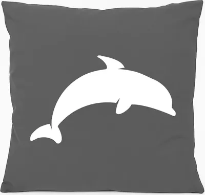 Produktbild von Huuraa Kissen Delfin Silhouette 40x40cm mit Füllung Steel Grey Baumwolle Dekokissen Geschenkidee
