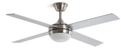 Produktbild von Deckenventilator mit Licht Lautlos DC Holzflügel Navy Evo Silbern Fernbedienung Groß (zwischen 20–30 m²) 132 cm Nickel