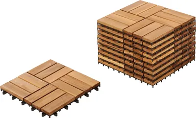 Two stacks of wooden tiles on a white background. One stack is a single tile, and the other is a larger stack.