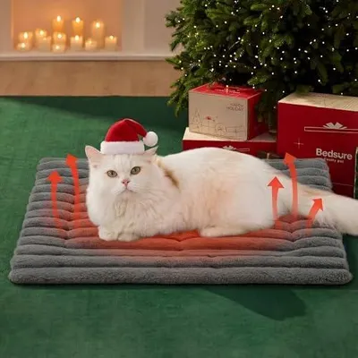 Produktbild von BEDSURE selbstheizende Decke für Katzen & Hunde - 61x46 cm Katzenbett waschbare wärmedecke Katze, selbstwärmende Katzendecke, wärme Hundematte Rutschfester Unterseite kleine Hundekäfigmatratze, Grau