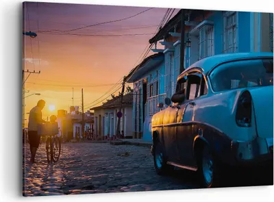 Produktbild von Bild auf Leinwand - Leinwandbild - Straße Auto Haus - 100x70cm - Wand Bild - Wanddeko - Wandbilder - Leinwanddruck - Bilder - Kunstdruck - Wanddekoration - Leinwand bilder - Wandkunst - AA100x70-3459