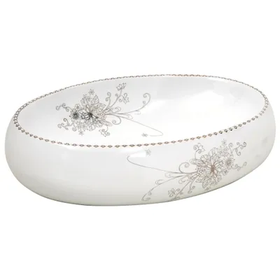 Produktbild von vidaXL Aufsatzwaschbecken Weiß Oval 59x40x15 cm Keramik