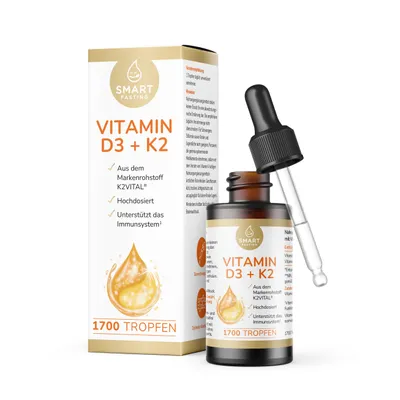 Produktbild von Vitamin D3 + K2 1700Tropfen - 1000 IE -K2VITAL® All-Trans - 50ml - hochdosiert