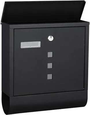 Productafbeelding van Brievenbus met krantenvak - Wandbrievenbus buiten - Post ontvangen - Roestvrij staal - 37x33.5x10 cm - Zwart