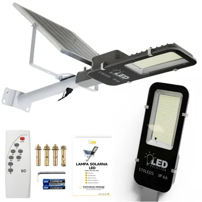 Zdjęcie produktu dla Lampa solarna LED uliczna 3000W z pilotem panel słoneczny ogrodowa