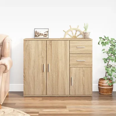 Produktbild von vidaXL Sideboard Sonoma-Eiche 91x29,5x75 cm Holzwerkstoff -  Sideboards