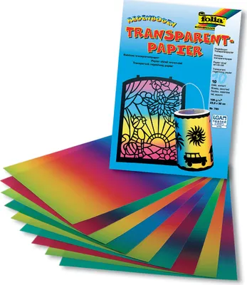 Produktbild von folia 77082 Regenbogen Transparentpapier 100 g/m², 51 x 68 cm, mehrfarbig, 25-teilig (1 Set)