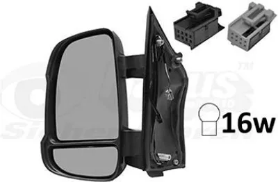 Produktbild von VAN WEZEL 0983827 Außenspiegel Seitenspiegel Links für FIAT Ducato Kastenwagen (250, 290) Konvex Asphärisch Beheizt Grundiert