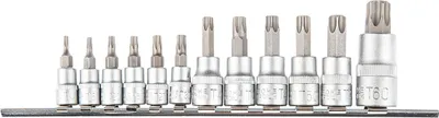 Immagine prodotto di Punte Torx TOPEX su bussola 1/4, 3/8, 1/2", set di 12 pezzi.