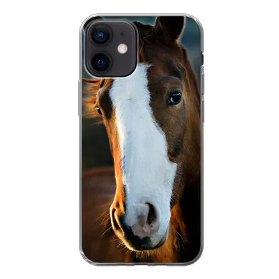 Produktbild von MuchoWow® Handyhülle Schutzhülle Hülle für iPhone 12 Pferd - Kopf - Licht Silikon Softcase Handy Hülle - Schutzhülle