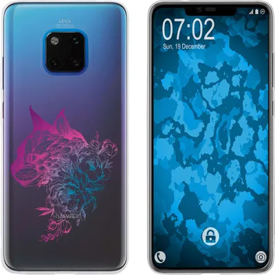 Produktbild von PhoneNatic Case kompatibel mit Huawei Mate 20 Pro Silikon-Hülle Floral Katze M2-6