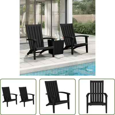 Produktbild von The Living Store Adirondack-Gartenstühle 2 Stk. Schwarz Polypropylen