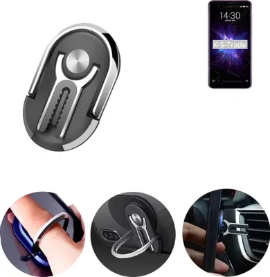 Produktbild von K-S-Trade 3in1 Smartphone-Ring Handy-Ring kompatibel mit Meizu Note 8 Fingerhalterung  Handyring Tischständer Lüftungsgitter-Halterung Tisch