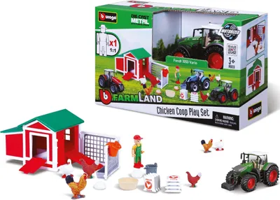 Obrázok produktu pre Bburago 18-31681 - Poľnohospodársky kurník vrátane traktora Fendt 1050 Vario (17 dielov)