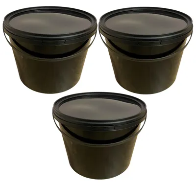 Produktbild von SILPLAST Eimer mit Deckel 10L x 3 Kunststoffeimer 10 Liter lebensmittelecht stapelbar Plastikeimer leer Schwarz