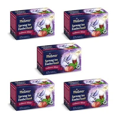 Produktbild von Meßmer Sprung ins Zauberland | 5x Vorteilspaket | 90 Teebeutel | Früchtetee mit Minze und Erdbeer-Aroma