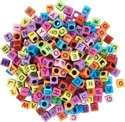 Produktbild von VBS Buchstabenperlen "Bunt", Eckig, 6 mm, 45 g