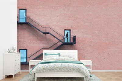 Produktbild von MuchoWow® Fototapete für Wohnzimmer oder Schlafzimmer Wandtapete Vinyl Motivtapete Tür - Wand - Treppe - Architektur - 600x400 cm - Vinyltapeten