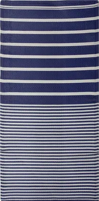 Produktbild von BELIANI Outdoor Teppich Dunkelblau Weiß Polypropylen 90 x 180 cm Gestreift Jacquardgewebt Rechteckig