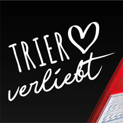 Produktbild von Auto Aufkleber Trier verliebt Herz Stadt Heimat Liebe Car 19x10 cm Weiss Matt Sticker Heckscheibenaufkleber