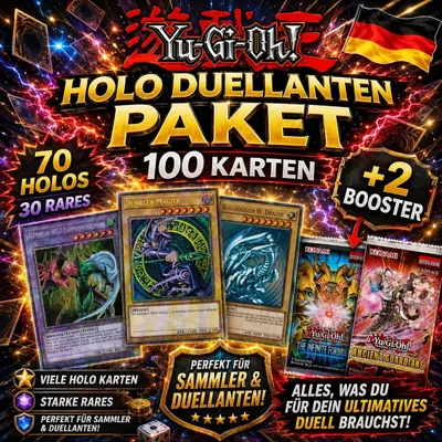 Produktbild von yu-gi-oh! 100 karten - duellaneten paket inkl. 70 holos 30 rares + 2 booster