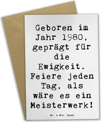 Produktbild von Mr. & Mrs. Panda Grußkarte Spruch 1980 Geburtstag Feier - Weiß - Geschenk, glückwunschkarten, Alter, einladungskarten, Beileidskarte, Geburtstagsjahr, Happy Birthday