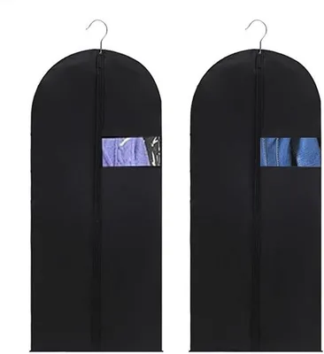 Produktbild von Kleiderschrank, 2 Stück lang, stoffreundlich, Kleidungsschutzschrank, Kleiderschrank für Kleidung, Mäntel, Abendkleider, 60 x 120 cm schwarz
