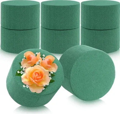 Produktbild von com-four® 8x Steckmasse für Blumengestecke in Zylinderform Ø 8 cm x 5 cm - Steckschaum für Frischblumen - Steckschwamm zum Basteln für Hochzeit, Ostern und Geburtstag