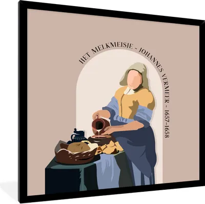 Produktbild von MuchoWow® Gerahmtes Poster Milchmädchen - Rosa - Alte Meister 40x40 cm - Poster mit Schwarzem Bilderrahmen Wandposter Rahmen Foto Bilder - Mit Rahmen - Wanddekoration Schlafzimmer