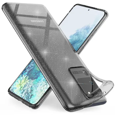 Zdjęcie produktu dla NALIA brokatowe etui na telefon komórkowy Samsung Galaxy S20 Ultra, silikonowe etui ochronne na telefon komórkowy czarne