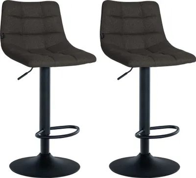 Produktbild von CLP 2er Set Barhocker Jerry Stoff höhenverstellbar und 360 drehbar dunkelgrau Gestell Farbe schwarz