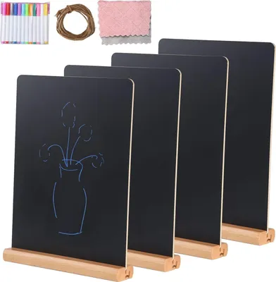 Produktbild von Mini-Kreidetafeln - Dekorative Tische - 4 Stück - Holz - 22 x 30 cm
