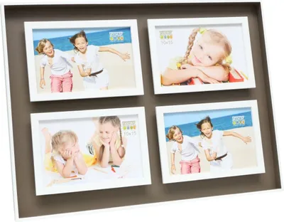 Immagine prodotto di Deknudt Cornice in legno color tortora e bianco per 4 foto 10x10 cm