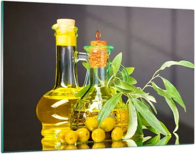 Produktbild von Bilder auf glas - Flasche Glas Olive Öl - 120x80cm - Glasbilder - Wandbilder - Kunstdruck - zum Aufhängen bereit - Wanddekoration aus Glas - Glas Bilder - Wandbild auf Glas - GAA120x80-2168