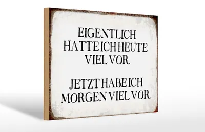 Produktbild von Holzschild Spruch 30x20cm eigentlich hatte heute viel vor