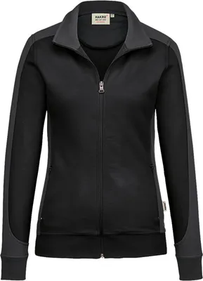 Produktbild von HAKRO Damen Sweatjacke Contrast Mikralinar® 277, schwarz/anthrazit, M