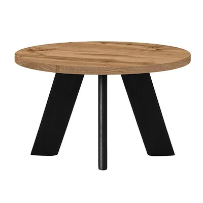Zdjęcie produktu dla Stolik kawowy LEX o średnicy 75 cm, minimalistyczny i ponadczasowy - Wotan/czarny