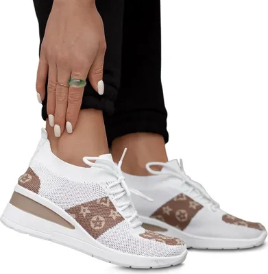 Produktbild von Damen Sportschuhe mit Keilabsatz Freizeit Schuhe Sneaker Stefi Weiß Gr.40